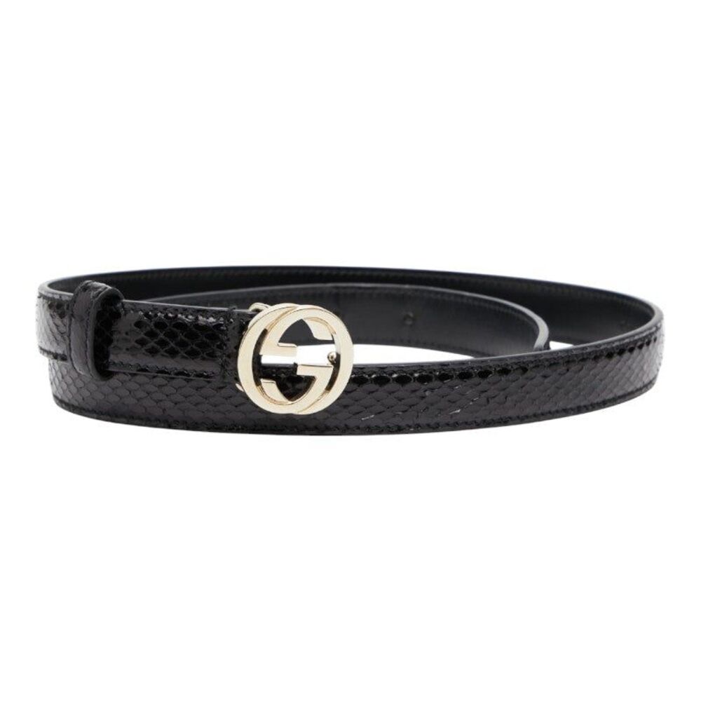 Gucci Interlocking G Python Leather Belt - image 1